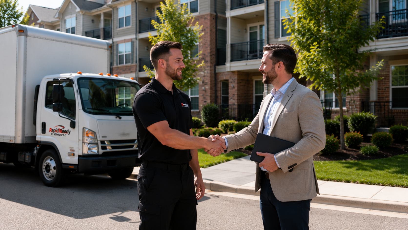 Property manager meeting with RapidReady crew leader